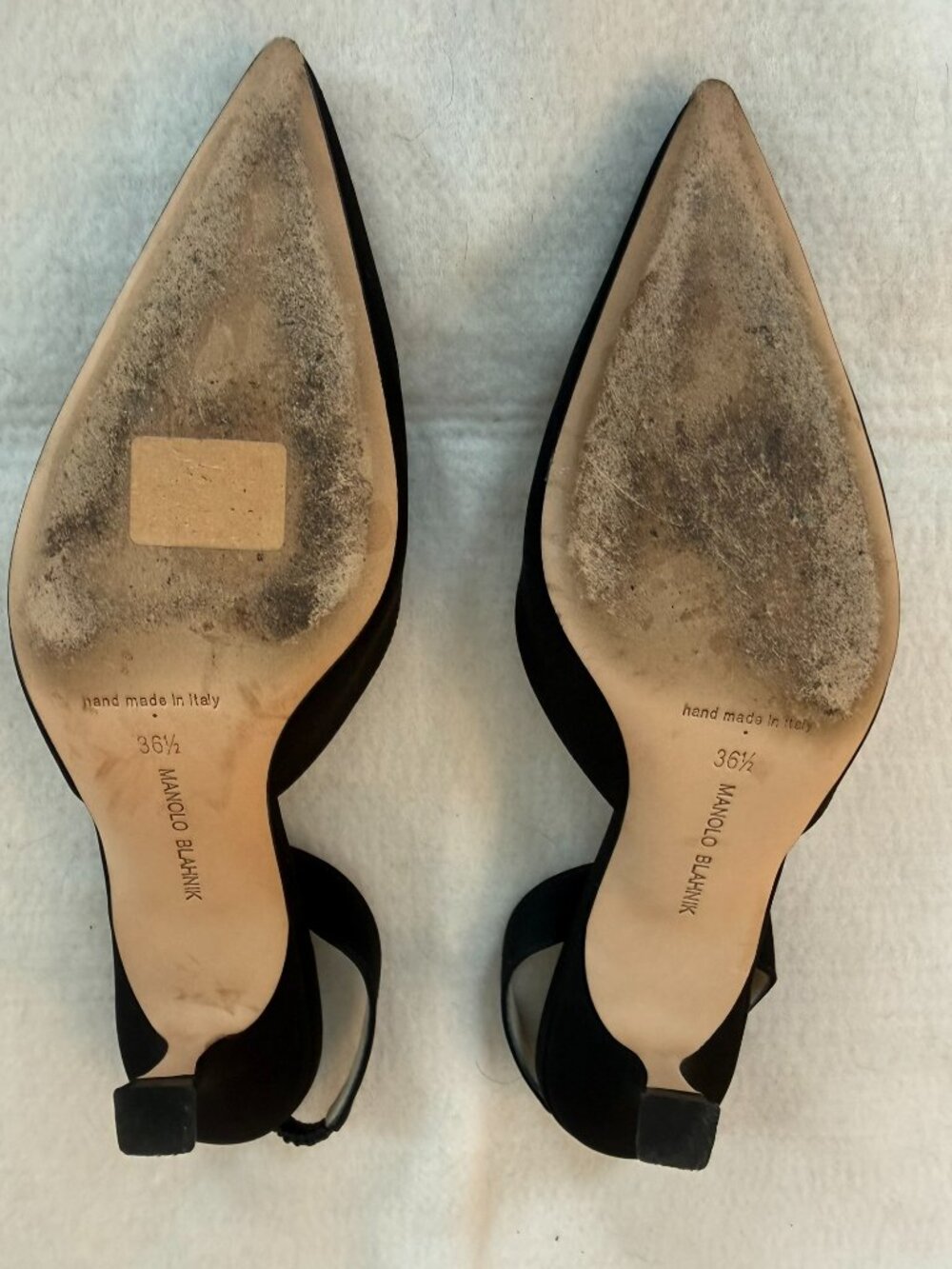 Manolo Blahnik Carolyne 50 Black Crepe Slingback Pumps Size US size 6.5 - Picture 8 of 12